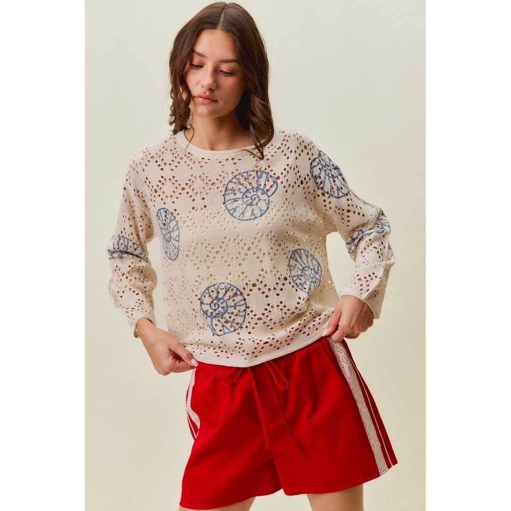 SO ME Seashell Lightweight Sweater Top - Large - Picture 8 of 16
